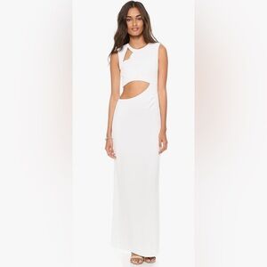 BCBGMAXAZRIA White Cutout Maxi Dress Sleeveless Elegant Gown 8